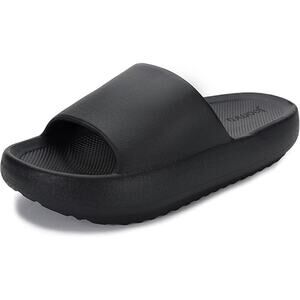 Joomra Womens Size 8 Black Slides Sandals Open Round Toe Slide On Shoes